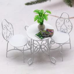 1Set 1:12 Dollhouse Miniature Table Chair Set Iron Art Tea Table Chairs Balcony Outdoor Garden Model Doll Home Furniture Decor