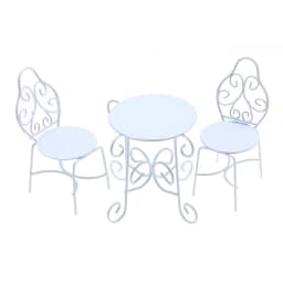 1Set 1:12 Dollhouse Miniature Table Chair Set Iron Art Tea Table Chairs Balcony Outdoor Garden Model Doll Home Furniture Decor