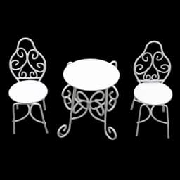 1Set 1:12 Dollhouse Miniature Table Chair Set Iron Art Tea Table Chairs Balcony Outdoor Garden Model Doll Home Furniture Decor
