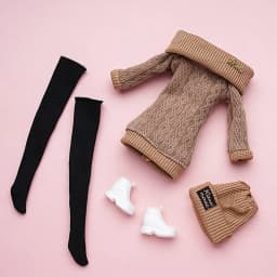 Clothes Suit for 30cm Fat Doll Boy's and Girl's High Collar Knitted Sweater Hat Stocking Set Doll's Accessories DIY Dress Up Toy