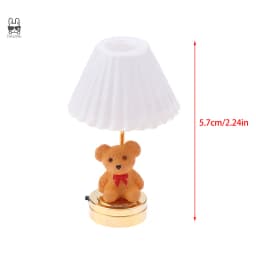 1:12 Dollhouse Miniature LED Light Cute Bear Table Lamp Home Lighting Model Furniture Decor Toy Doll House Accessories