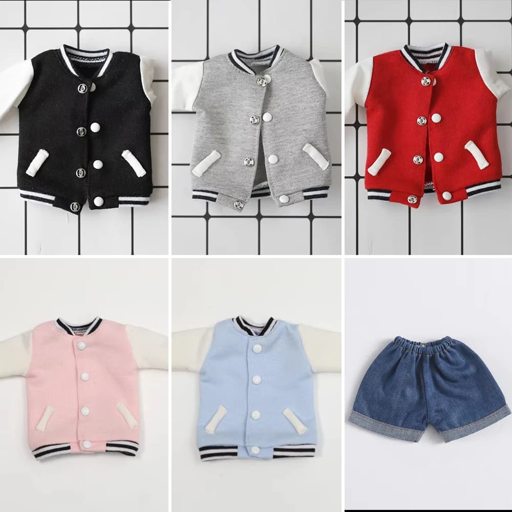 1/6 Bjd Doll Clothes School Uniform Baseball Uniform Jacket Short-sleeved T-shirt Shorts or Skirt for Yosd, 30 Cm Doll Clothes
