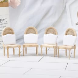 5Pcs/Set 1:12 Dollhouse Miniature Wooden Dining Table Chair Set Doll House Kitchen Furniture Toy