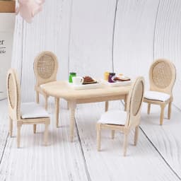 5Pcs/Set 1:12 Dollhouse Miniature Wooden Dining Table Chair Set Doll House Kitchen Furniture Toy