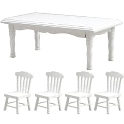 5Pcs/Set 1:12 Dollhouse Miniature Wooden Dining Table Chair Set Doll House Kitchen Furniture Toy