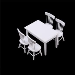 5Pcs/Set 1:12 Dollhouse Miniature Wooden Dining Table Chair Set Doll House Kitchen Furniture Toy