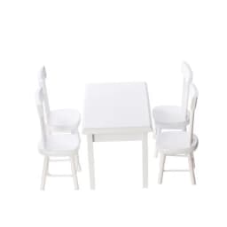 5Pcs/Set 1:12 Dollhouse Miniature Wooden Dining Table Chair Set Doll House Kitchen Furniture Toy
