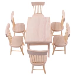 5Pcs/Set 1:12 Dollhouse Miniature Wooden Dining Table Chair Set Doll House Kitchen Furniture Toy