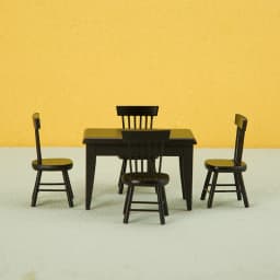 5Pcs/Set 1:12 Dollhouse Miniature Wooden Dining Table Chair Set Doll House Kitchen Furniture Toy