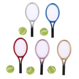 2Pcs/set 1:6 /1:12 Miniature Children Garden Mini Tennis Racket & Ball Gift Doll House Dollhouse Accessories