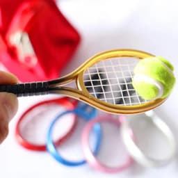 2Pcs/set 1:6 /1:12 Miniature Children Garden Mini Tennis Racket & Ball Gift Doll House Dollhouse Accessories