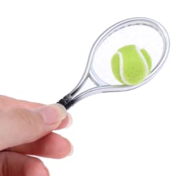 2Pcs/set 1:6 /1:12 Miniature Children Garden Mini Tennis Racket & Ball Gift Doll House Dollhouse Accessories