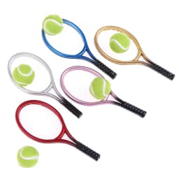 2Pcs/set 1:6 /1:12 Miniature Children Garden Mini Tennis Racket & Ball Gift Doll House Dollhouse Accessories