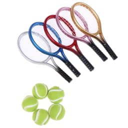 2Pcs/set 1:6 /1:12 Miniature Children Garden Mini Tennis Racket & Ball Gift Doll House Dollhouse Accessories