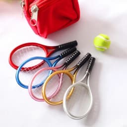 2Pcs/set 1:6 /1:12 Miniature Children Garden Mini Tennis Racket & Ball Gift Doll House Dollhouse Accessories