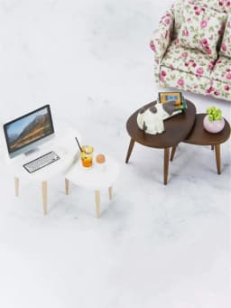 1:12 Dollhouse Miniature Triangle Coffee Table Computer Desk Tea Table Model Living Room Furniture Home Decor Toy Accessories