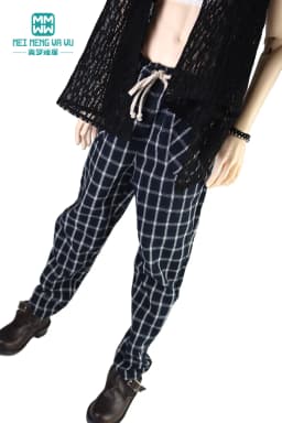 Fits 1/3 65-70cm BJD Uncle Doll Clothes Spherical Joint Doll Fashion Plaid Pants High Waist Sweater