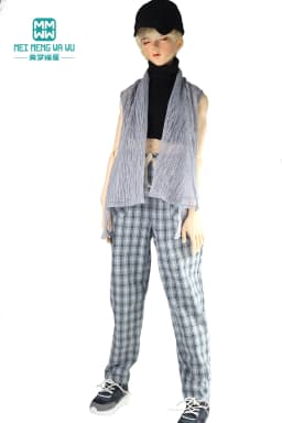 Fits 1/3 65-70cm BJD Uncle Doll Clothes Spherical Joint Doll Fashion Plaid Pants High Waist Sweater