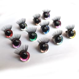 20pcs Toy Eyes With Eyelash 12-30mm Eyelashes 3D Safety Glitter Toy Eyes Eyelash For DIY Plush DIY Doll Making