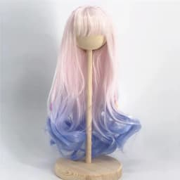 Wig for 1/6 Bjd Doll Curly Hair with Bangs Braids Dark Brown/ Gold Wig Accessories for Head Circumference 16-18cm