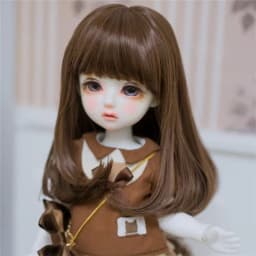 Wig for 1/6 Bjd Doll Curly Hair with Bangs Braids Dark Brown/ Gold Wig Accessories for Head Circumference 16-18cm