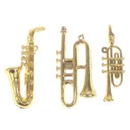 24Pcs/Set Mini Golden Trumpet Saxophone Wind instruments Doll Musical Instrument for Dolls Music House Bar Doll Accessories