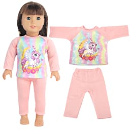 Doll Clothes Pajamas For 43cm Baby Reborn&American 18 Inch Girl Doll Unicorn Frog Shark Cartoon Clothes Suit For Generation Doll