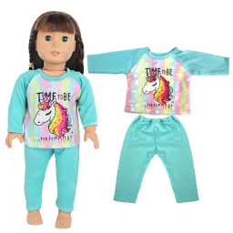 Doll Clothes Pajamas For 43cm Baby Reborn&American 18 Inch Girl Doll Unicorn Frog Shark Cartoon Clothes Suit For Generation Doll