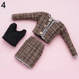 1 Set 1/6 Doll Fashion Casual Clothes Winter Wear Plush Coat Skirt Handmade Girl Doll Wearing Set For 29~32 cm Doll