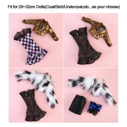 1 Set 1/6 Doll Fashion Casual Clothes Winter Wear Plush Coat Skirt Handmade Girl Doll Wearing Set For 29~32 cm Doll