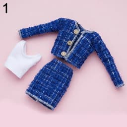1 Set 1/6 Doll Fashion Casual Clothes Winter Wear Plush Coat Skirt Handmade Girl Doll Wearing Set For 29~32 cm Doll