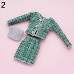 1 Set 1/6 Doll Fashion Casual Clothes Winter Wear Plush Coat Skirt Handmade Girl Doll Wearing Set For 29~32 cm Doll