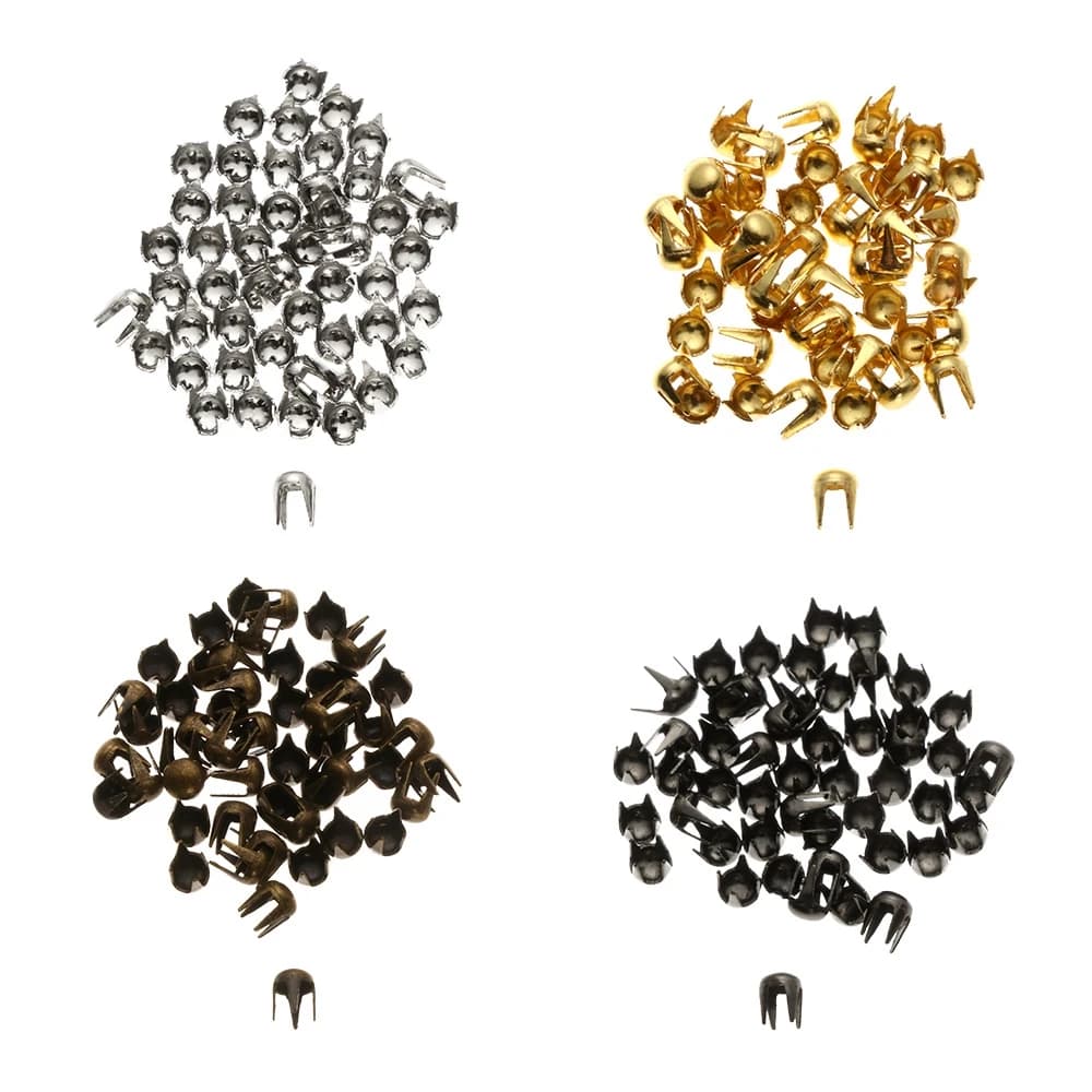 50Pcs 3mm Mini Claw Hammer Buckle Gold/Silver/Bronze/Black Metal Round Bead Super Small Doll Button DIY Toy Clothes Accessories