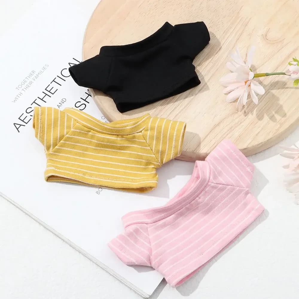 20CM Doll Clothes Stripes Short Sleeve T-shirt Small Pants Doll Outfit Playing House Changing Dressing Game DIY Doll Accessories
