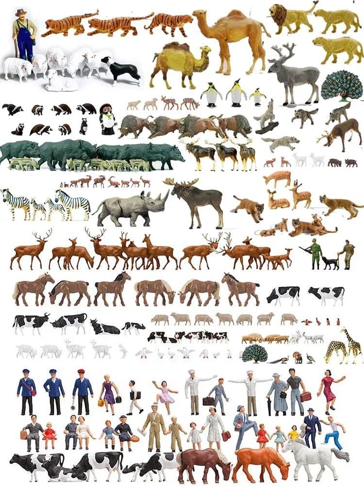 HO1:87 Animal Model Pigeon, Seagull, Wild Boar,Zebra, Seal,Tiger Lion Peacock Sea Lion Dolphin Wolf Pack Camel Animal Decor