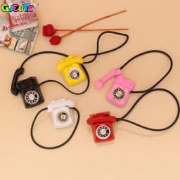 1:12 Dollhouse Miniature Vintage Phone Model Simulation Mini Retro Telephone Doll Furniture Decor Accessories For Kids Toys Gift