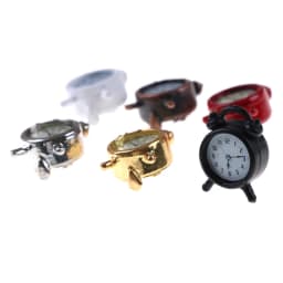 1pc 1:12 Metal Doll Alarm Clock Mini Dollhouse Home Decor Clock Miniature Toy Living Room Furniture Accessories