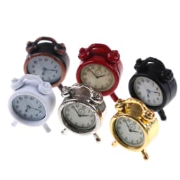1pc 1:12 Metal Doll Alarm Clock Mini Dollhouse Home Decor Clock Miniature Toy Living Room Furniture Accessories
