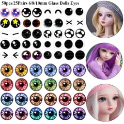 50PCS/Set 6/8/10mm Doll Eyeballs Dolls Eyes DIY Crafts Eyeballs for Dinosaur Animal Cat Eyes Gem Children Toys Dolls Accessories