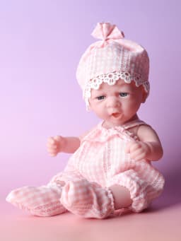 11Inches Realistic Simulation Newreborn Baby Dolls Pink Pattern Hat Stocking & Clothes Birthday Gift for Girl's Birthday Gift