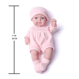 11Inches Realistic Simulation Newreborn Baby Dolls Pink Pattern Hat Stocking & Clothes Birthday Gift for Girl's Birthday Gift