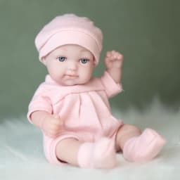 11Inches Realistic Simulation Newreborn Baby Dolls Pink Pattern Hat Stocking & Clothes Birthday Gift for Girl's Birthday Gift