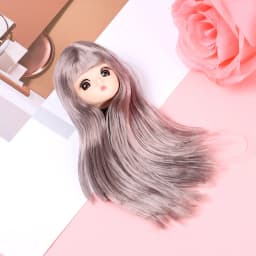30CM Doll Head With Long Curly Hair Straight Wig For 16cm Dolls Accessories Removable Joint Toys DIY Head For 1/6 BJD Dolls