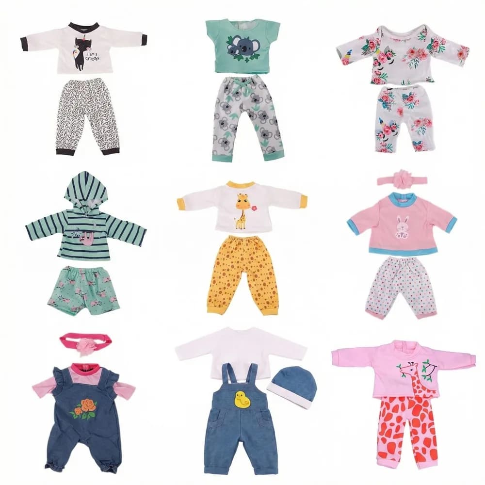 2 Pcs/Set Animal Pajamas Suit For 43cm Baby Doll Clothes Accessories And 18 Inch American Doll Girl's Toys Our Generation