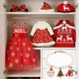 Red Color Doll Clothes Set For 43cm Baby New Born Doll Christmas Dress Suit Pair Necklace For American 18 Inch Girl&OG Dolls Toy
