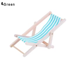 Wooden Lounge Chair Striped for 1/12 Dollhouse Miniature Furniture Beach Chair Folding Stripe Deck Doll House Garden Decor