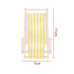 Wooden Lounge Chair Striped for 1/12 Dollhouse Miniature Furniture Beach Chair Folding Stripe Deck Doll House Garden Decor
