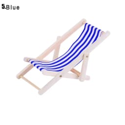 Wooden Lounge Chair Striped for 1/12 Dollhouse Miniature Furniture Beach Chair Folding Stripe Deck Doll House Garden Decor
