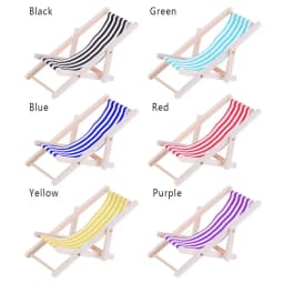 Wooden Lounge Chair Striped for 1/12 Dollhouse Miniature Furniture Beach Chair Folding Stripe Deck Doll House Garden Decor