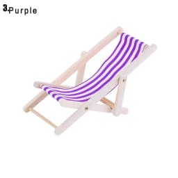 Wooden Lounge Chair Striped for 1/12 Dollhouse Miniature Furniture Beach Chair Folding Stripe Deck Doll House Garden Decor